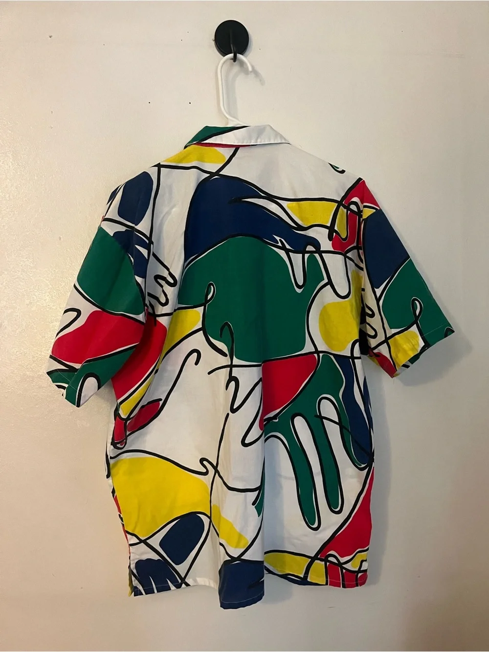 Abstract Print Short Sleeve Blouse - Green Multi